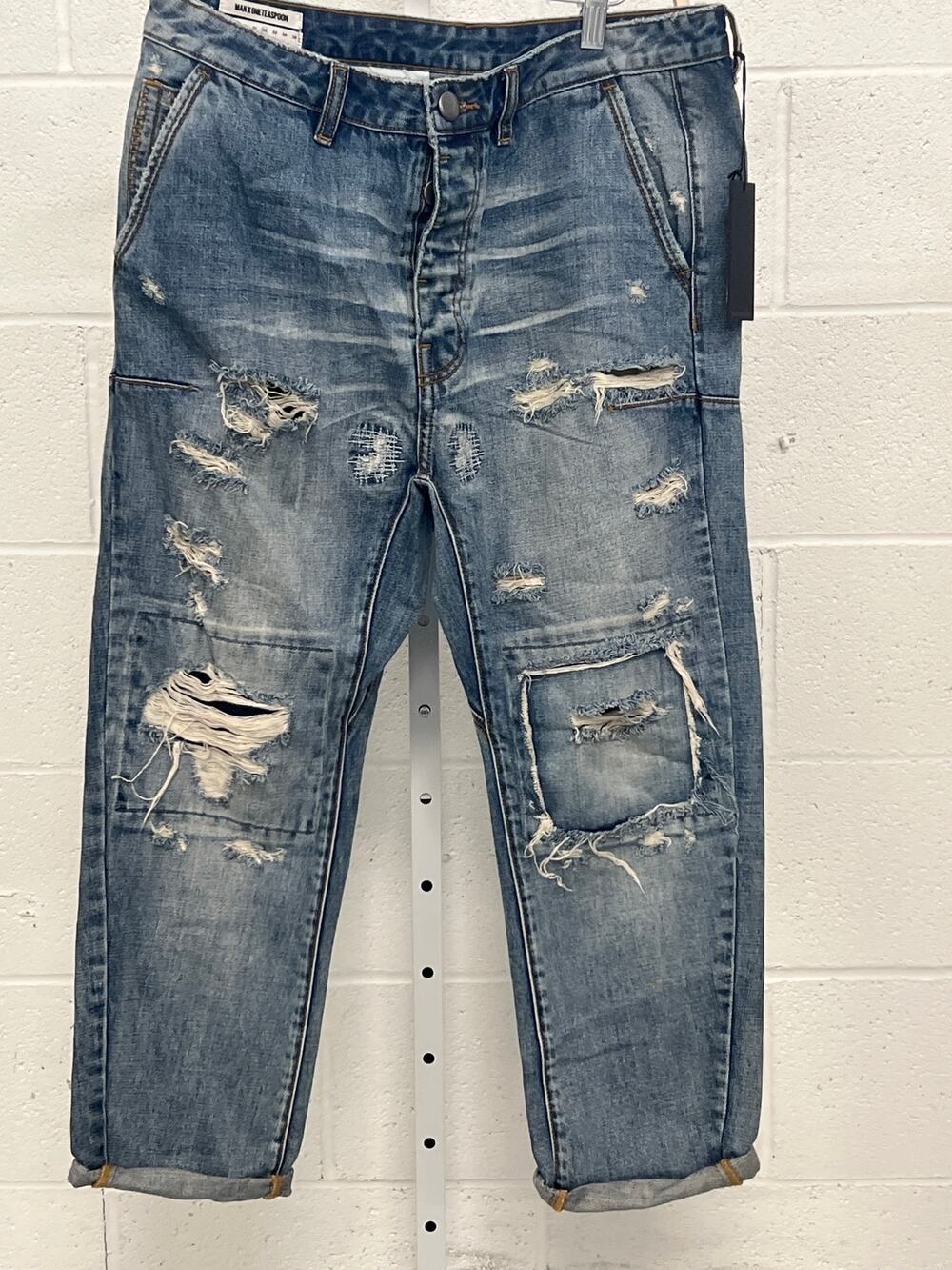 NEW Man XOneteaspoon Sz 32 Mr.Browns Old Blue distressed denim jeans